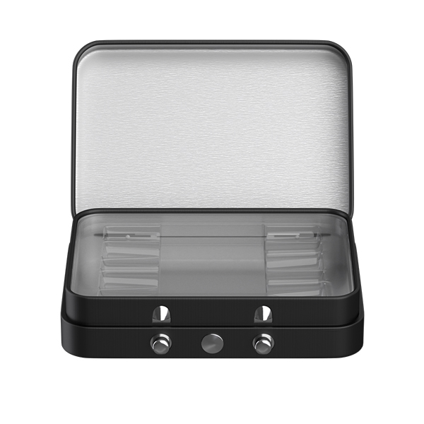 Top Blue 80mm x 58mm Child-Resistant Security Tin Box With Hinged-Lid