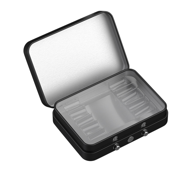 Top Blue 80mm x 58mm Child-Resistant Security Tin Box With Hinged-Lid