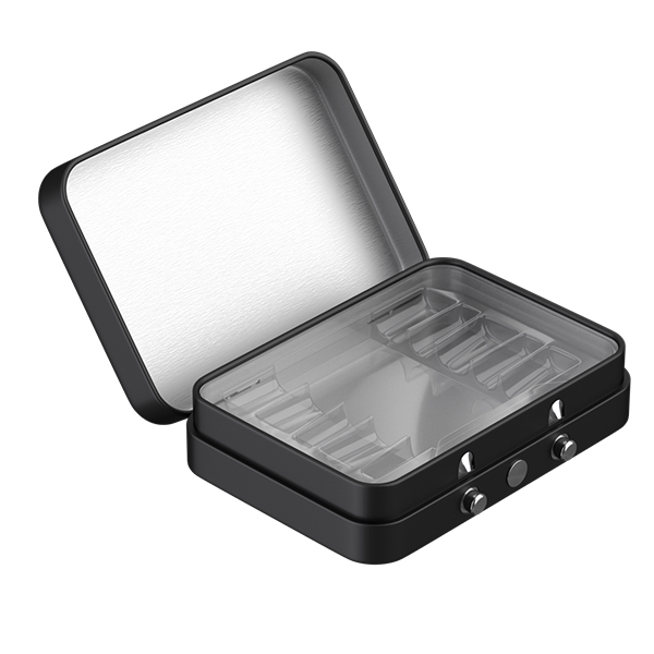 Top Blue 80mm x 58mm Child-Resistant Security Tin Box With Hinged-Lid